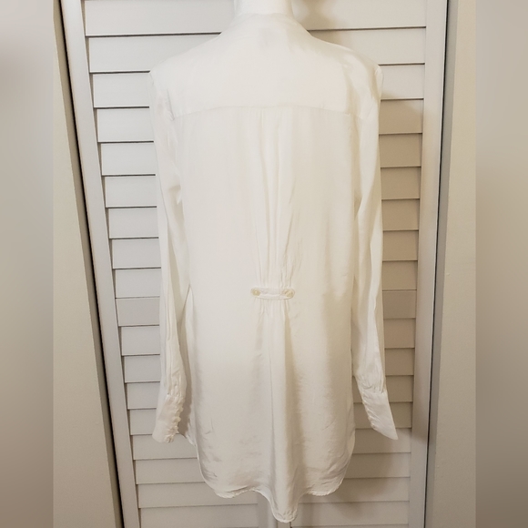 Free People Bright White Tunic Blouse Neck Mandarin Collar  Size M - Picture 6 of 13